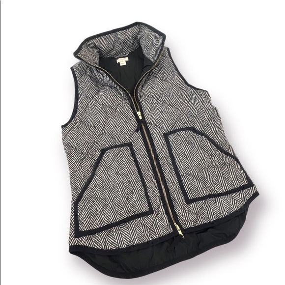 J. Crew Herringbone Excursion Quilted Puffer Vest XXS NEW - Picture 4 of 14